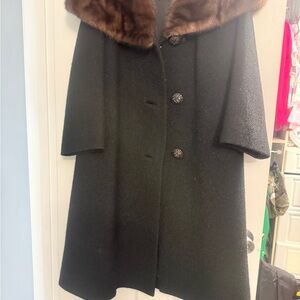 Rich Vintage Cashmere and Large Mink Collar. M/L 1960’s